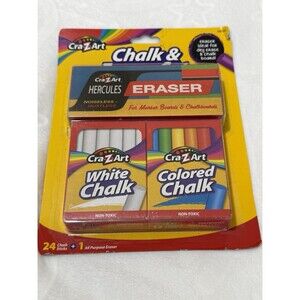 Cra-Z-Art Chalk & Eraser Set Of 24 - Chalk Sticks & 1 All Purpose Eraser